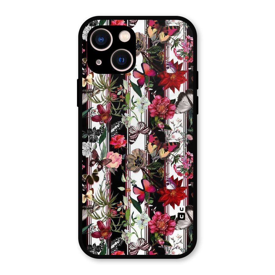 Butterfly Flowers Metal Back Case for iPhone 13
