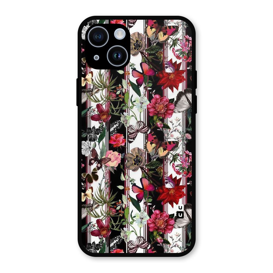 Butterfly Flowers Metal Back Case for iPhone 14