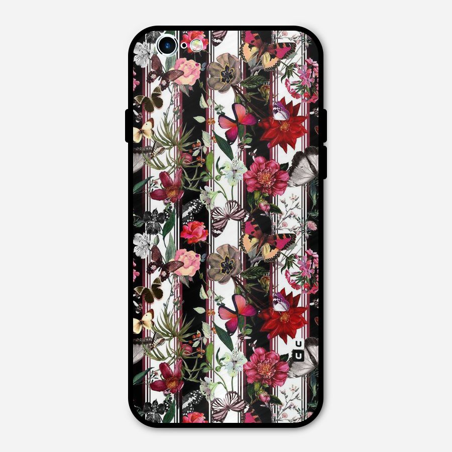 Butterfly Flowers Metal Back Case for iPhone 6 6s