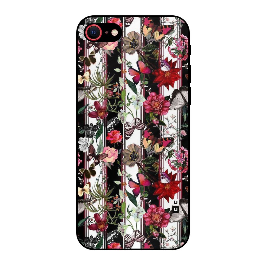 Butterfly Flowers Metal Back Case for iPhone 7