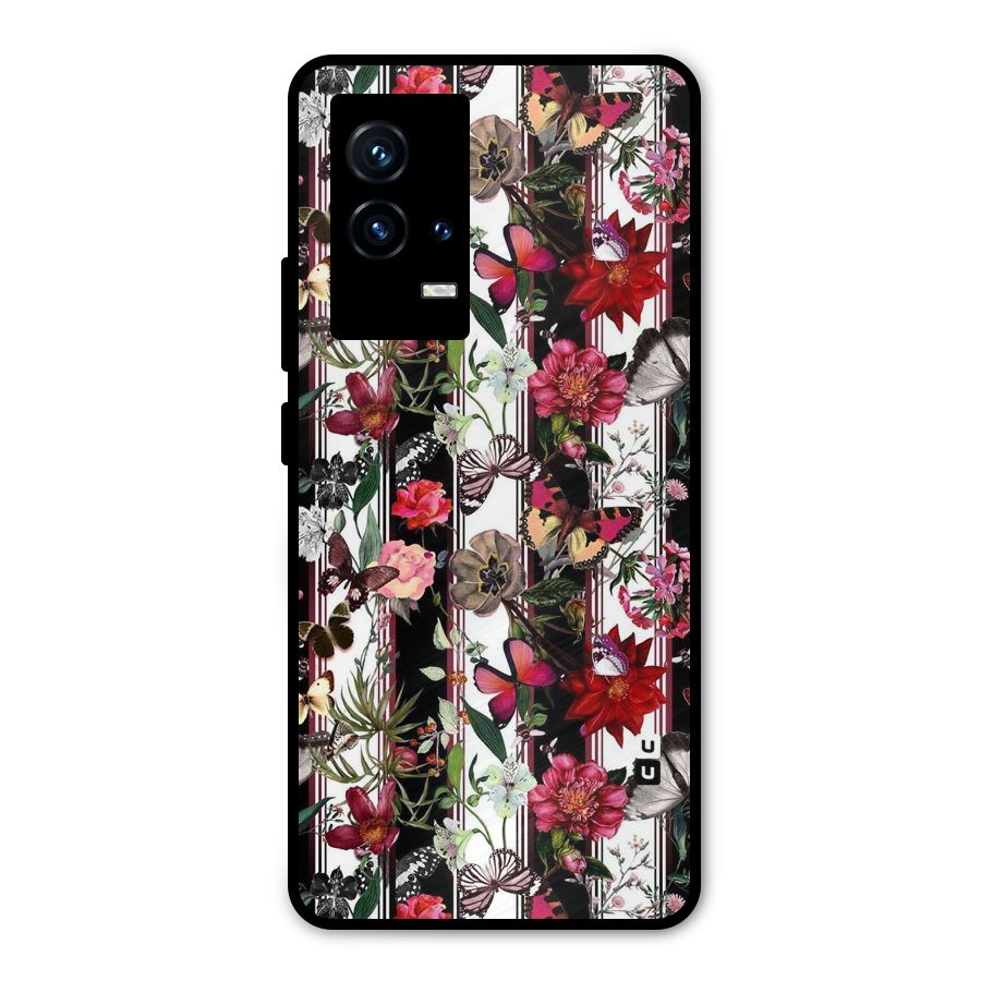 Butterfly Flowers Metal Back Case for iQOO 9 5G