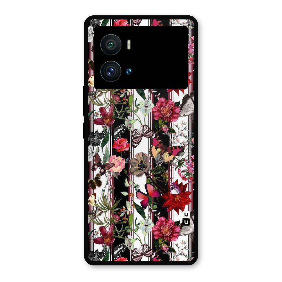 Butterfly Flowers Metal Back Case for iQOO 9 Pro