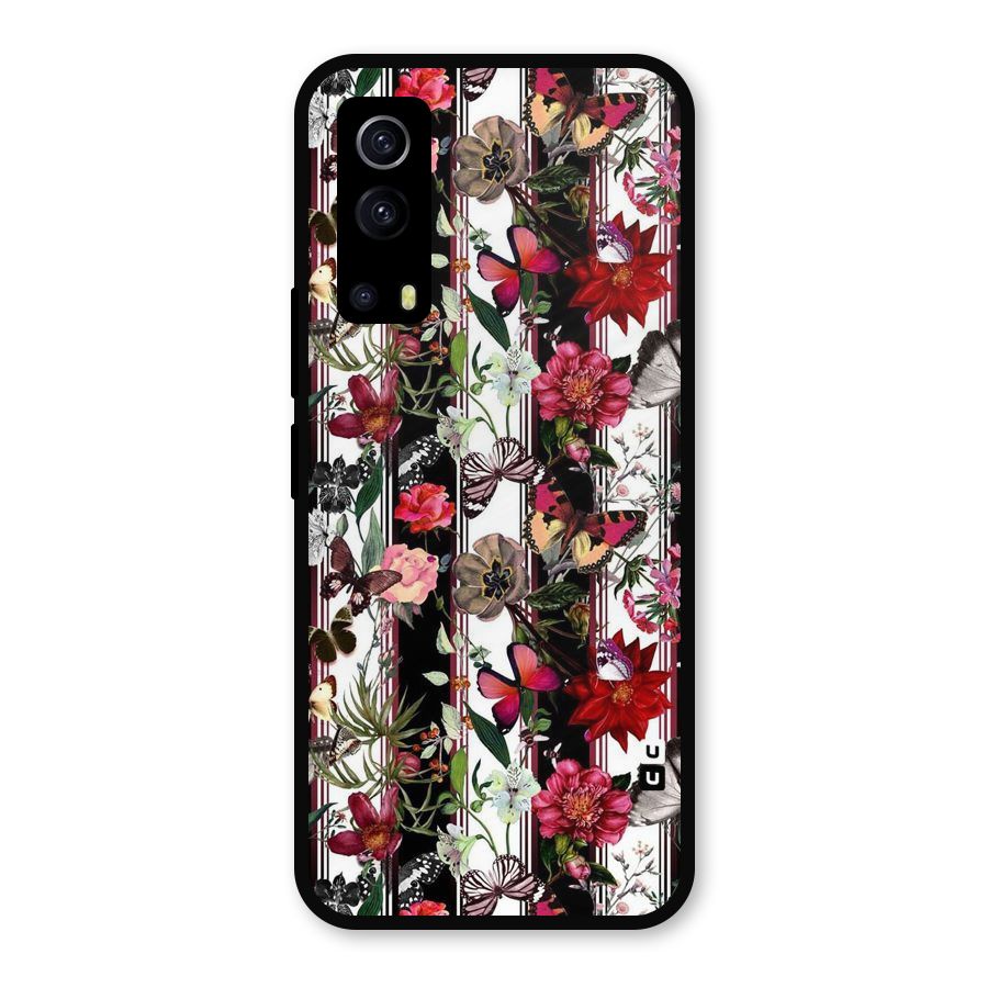 Butterfly Flowers Metal Back Case for iQOO Z3