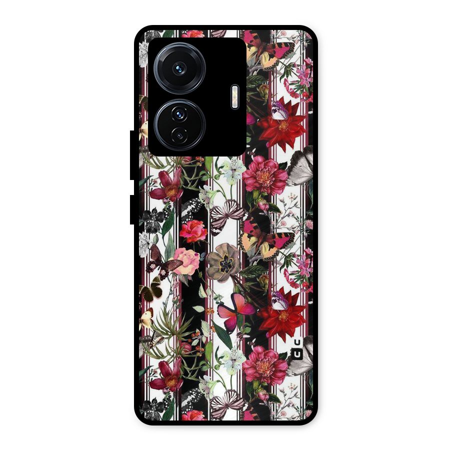 Butterfly Flowers Metal Back Case for iQOO Z6