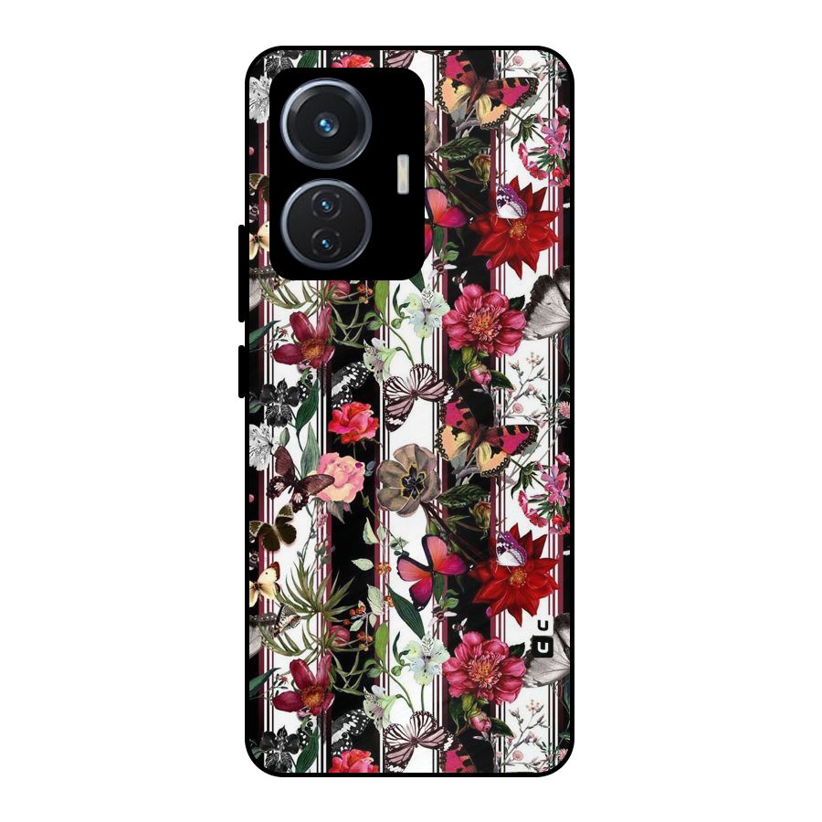 Butterfly Flowers Metal Back Case for iQOO Z6 44W