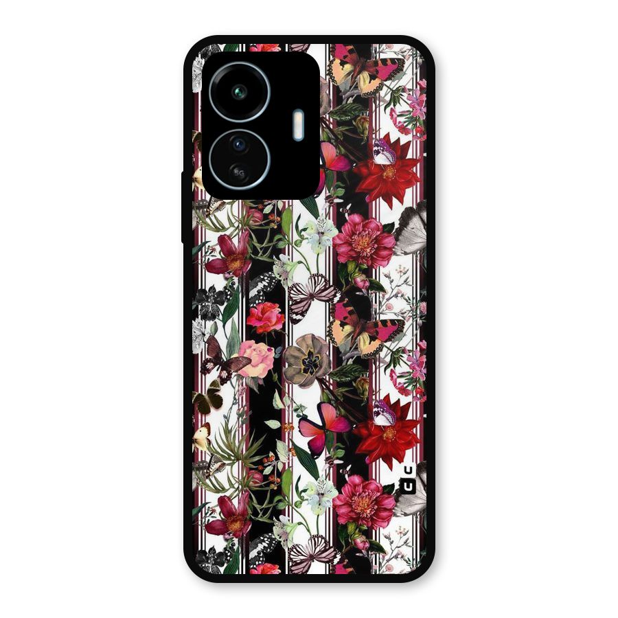 Butterfly Flowers Metal Back Case for vivo iQOO Z6 Lite 5G