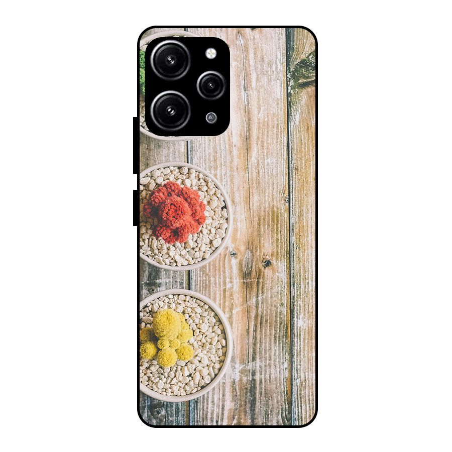 Cacti Decor Glass Back Case for Redmi 12 4G