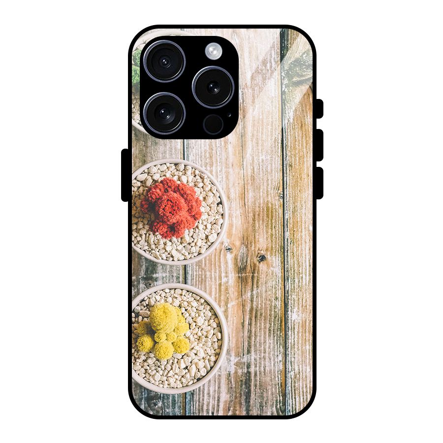 Cacti Decor Glass Back Case for iPhone 15 Pro
