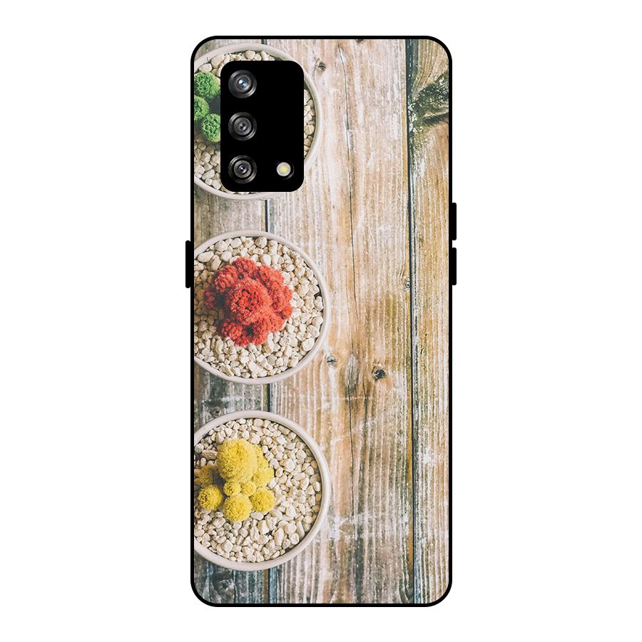 Cacti Decor Metal Back Case for Oppo F19