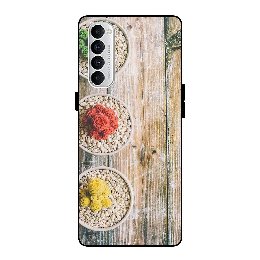 Cacti Decor Metal Back Case for Oppo Reno4 Pro