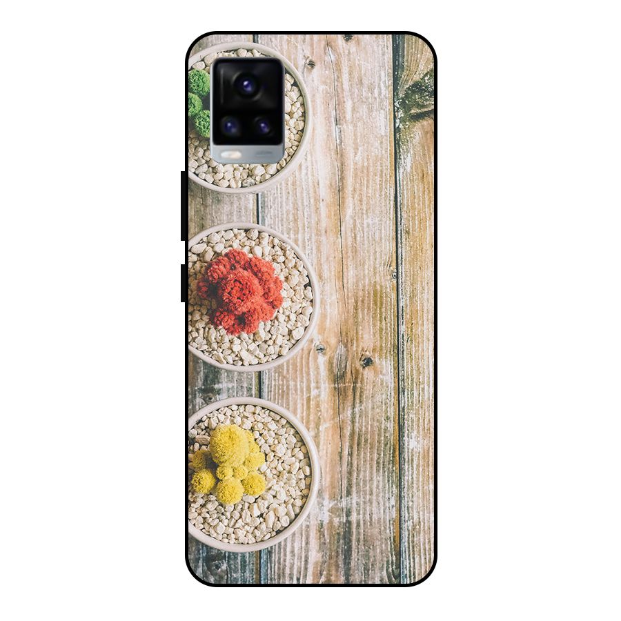 Cacti Decor Metal Back Case for Vivo V20 2021