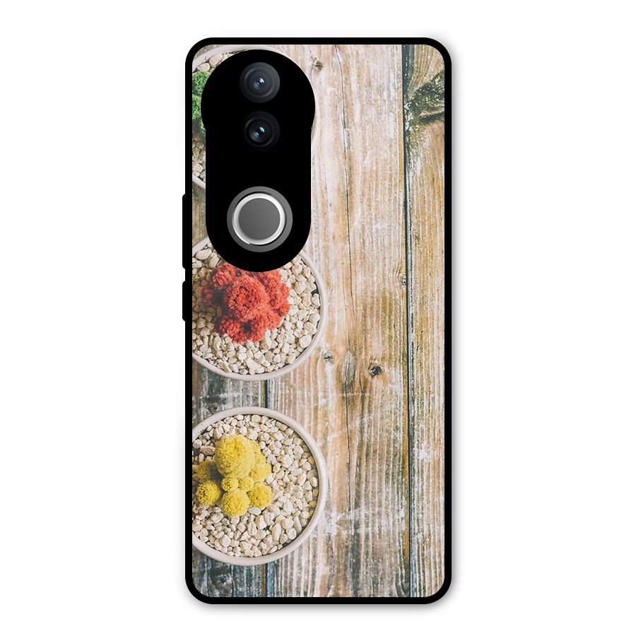 Cacti Decor Metal Back Case for Vivo V50e