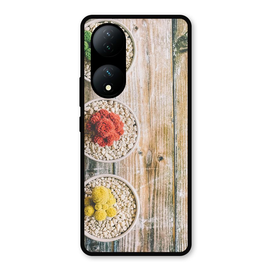 Cacti Decor Metal Back Case for Vivo Y100a