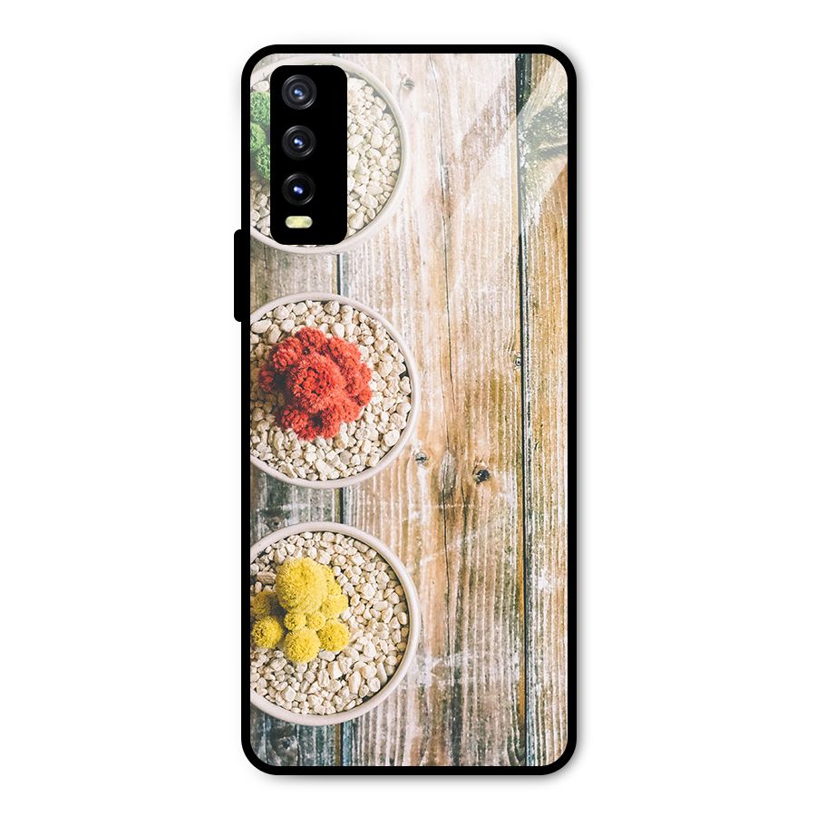 Cacti Decor Metal Back Case for Vivo Y20