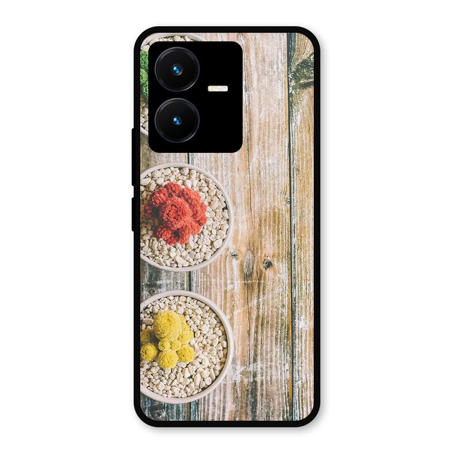 Cacti Decor Metal Back Case for Vivo Y22