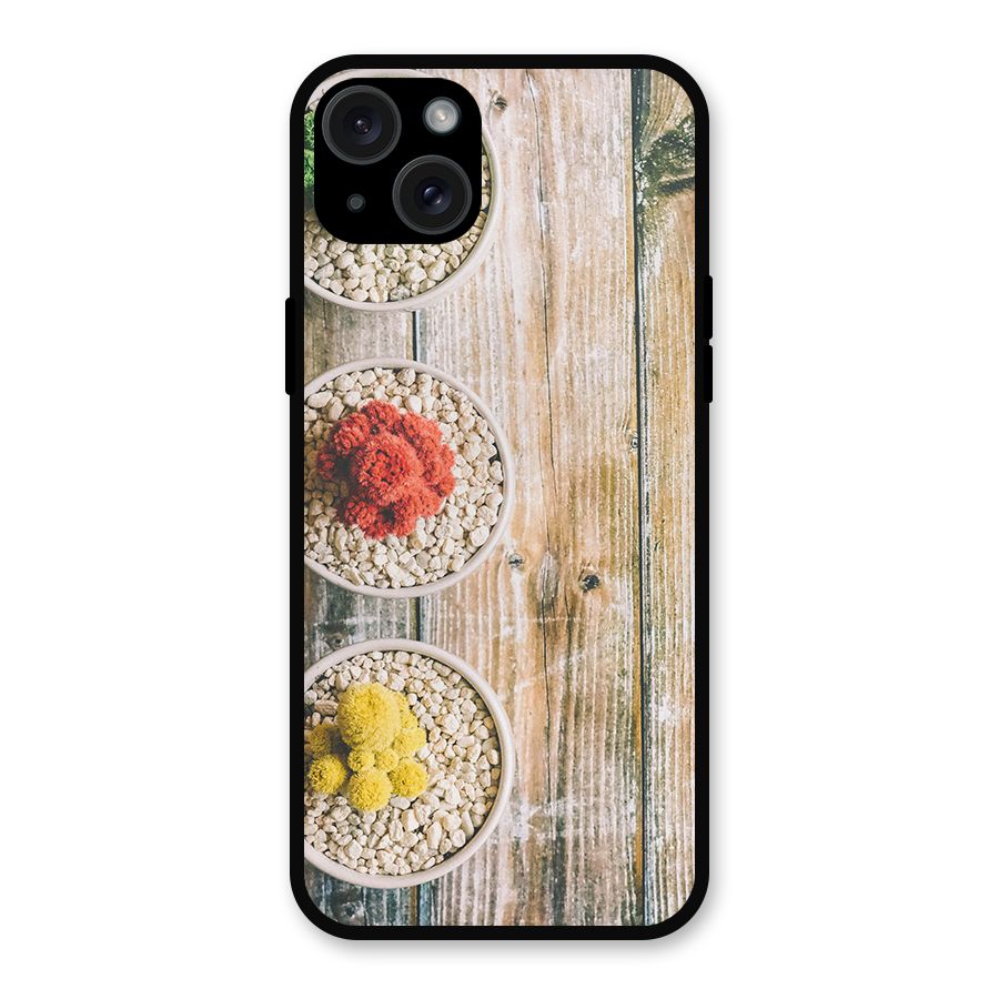 Cacti Decor Metal Back Case for iPhone 15 Plus