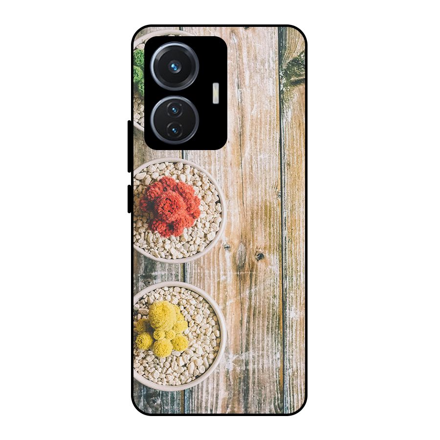 Cacti Decor Metal Back Case for iQOO Z6 44W