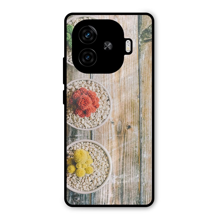 Cacti Decor Metal Back Case for iQOO Z9 Turbo