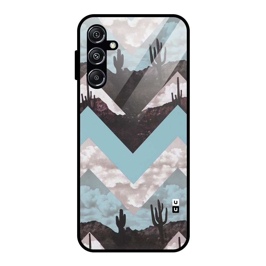 Cacutus Zig Zag Pattern Glass Back Case for Galaxy M34 5G