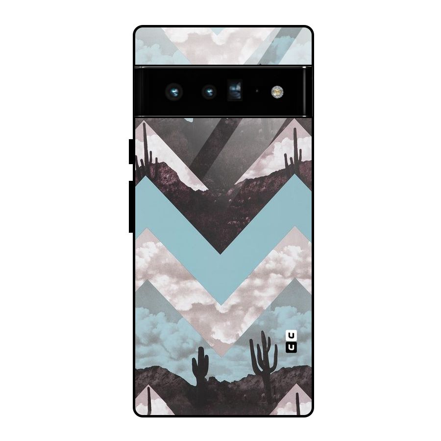 Cacutus Zig Zag Pattern Glass Back Case for Google Pixel 6 Pro