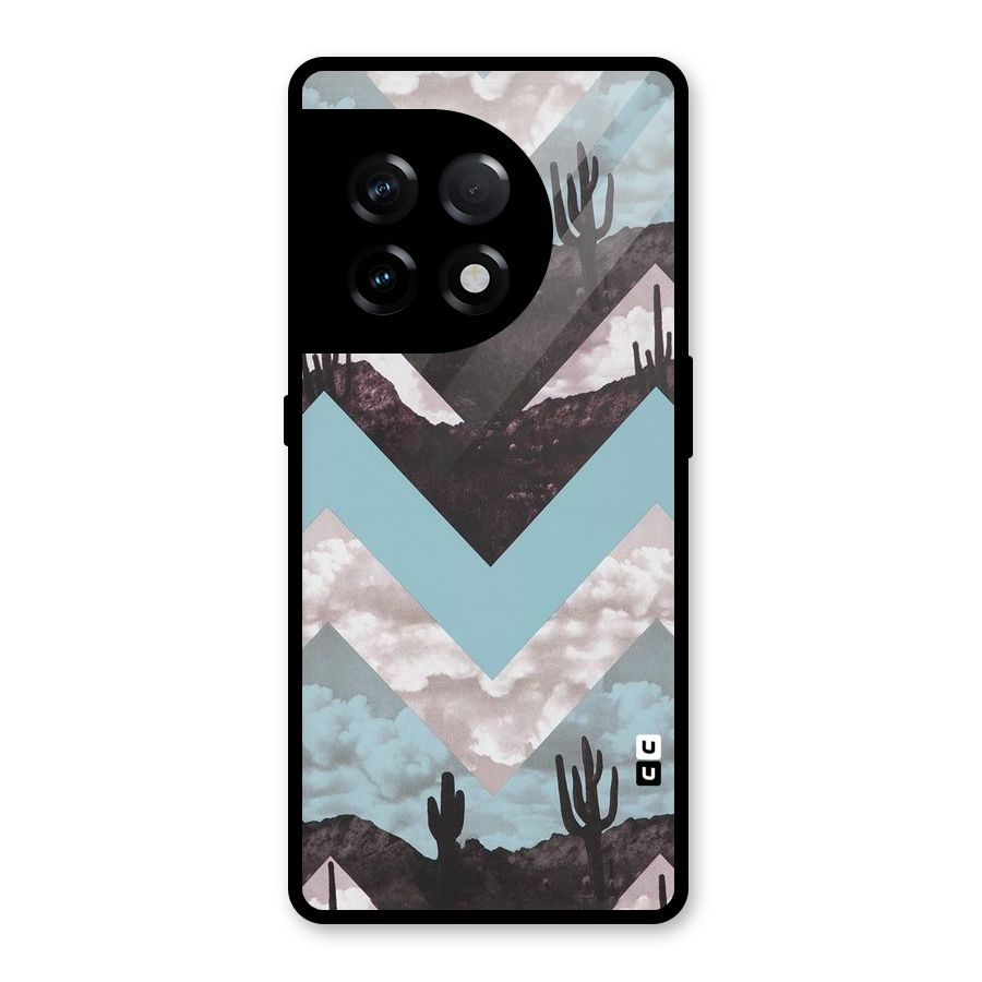 Cacutus Zig Zag Pattern Glass Back Case for OnePlus 11R