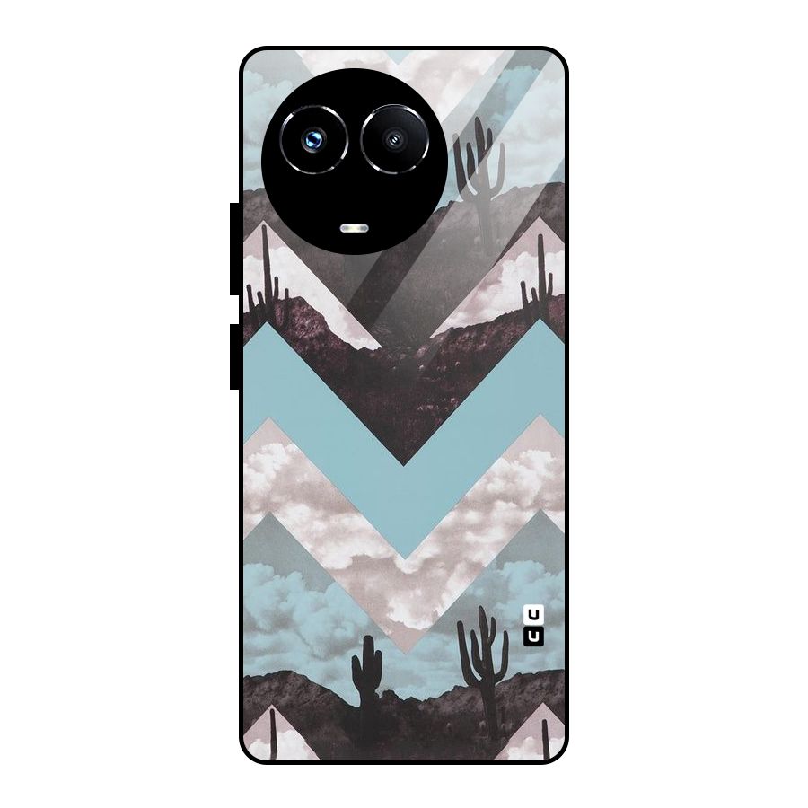 Cacutus Zig Zag Pattern Glass Back Case for Realme 11X