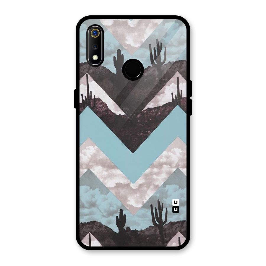 Cacutus Zig Zag Pattern Glass Back Case for Realme 3