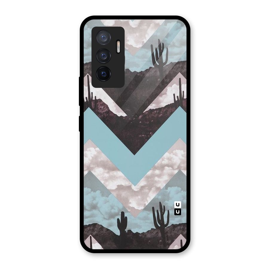Cacutus Zig Zag Pattern Glass Back Case for Vivo V23e