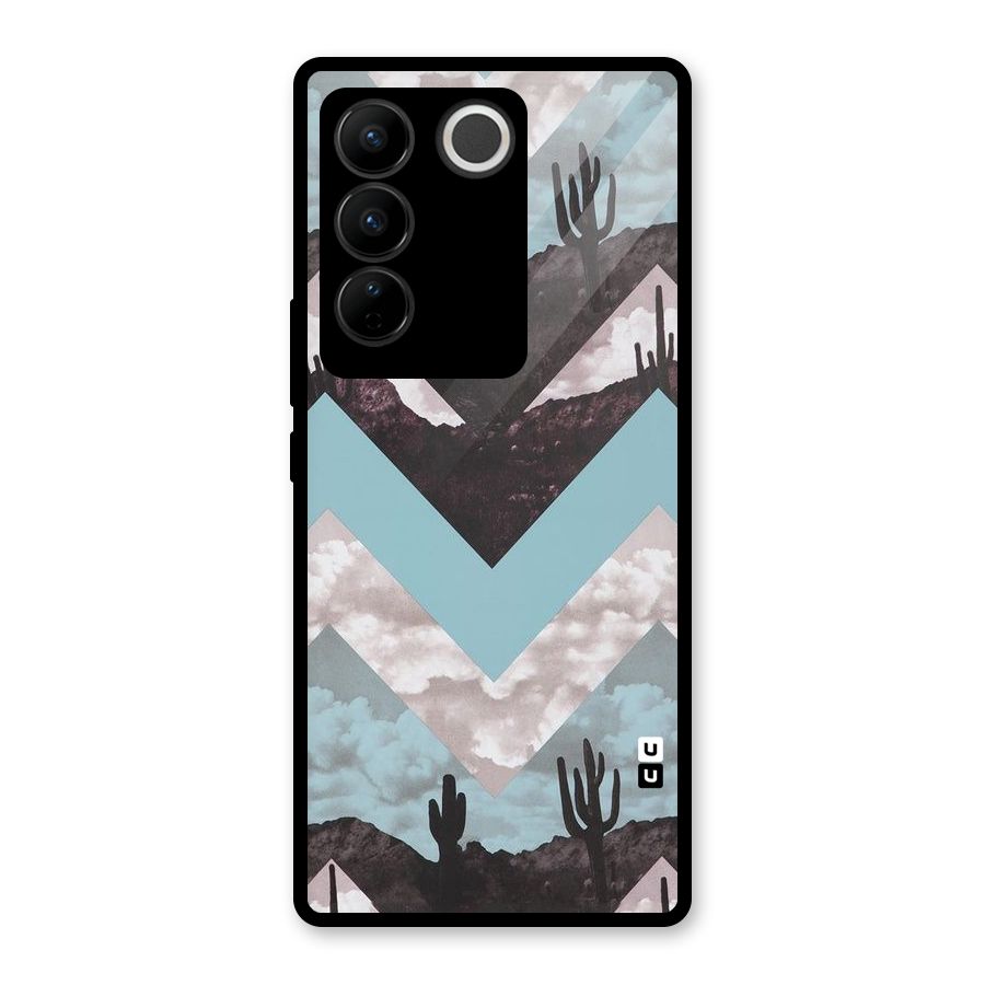 Cacutus Zig Zag Pattern Glass Back Case for Vivo V27