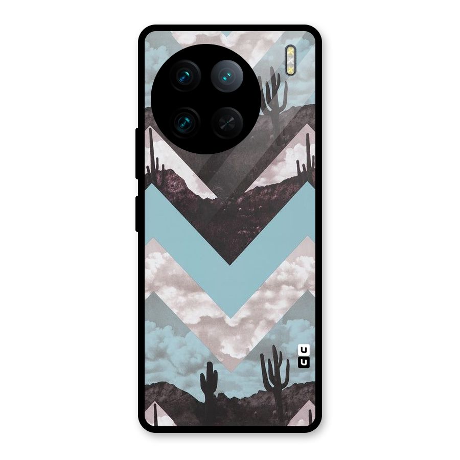 Cacutus Zig Zag Pattern Glass Back Case for Vivo X90 Pro