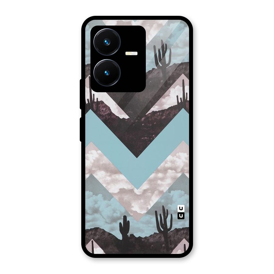 Cacutus Zig Zag Pattern Glass Back Case for Vivo Y22s