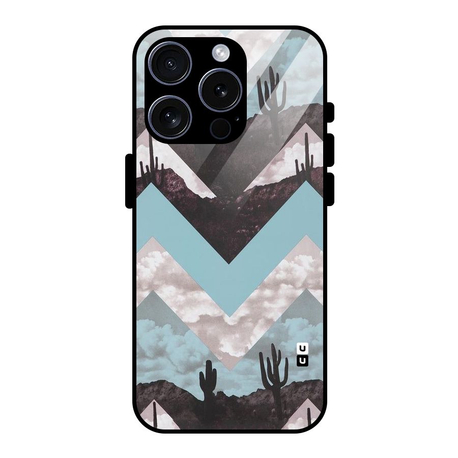 Cacutus Zig Zag Pattern Glass Back Case for iPhone 15 Pro
