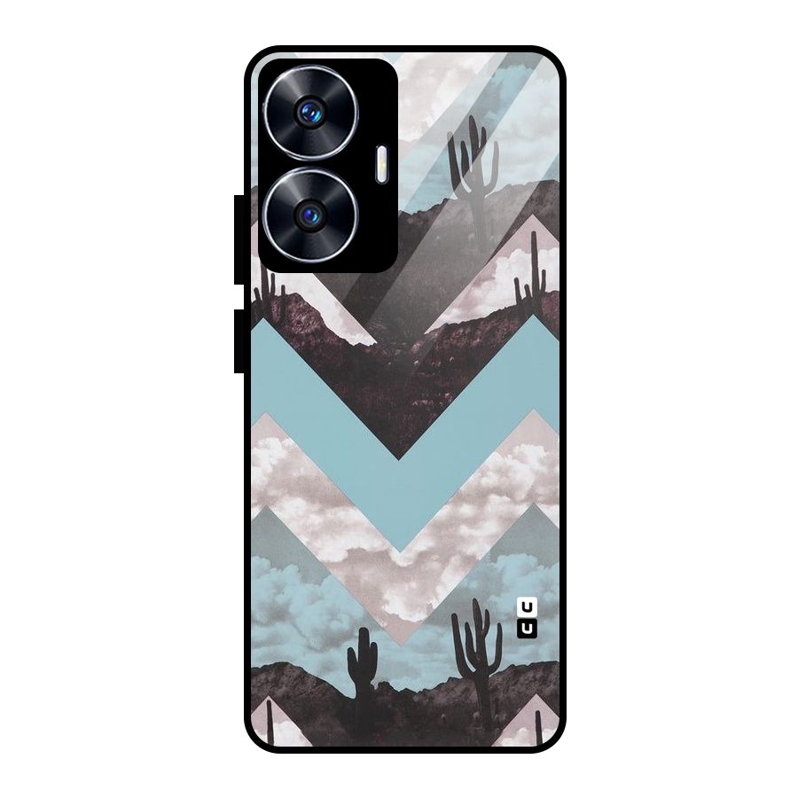 Cacutus Zig Zag Pattern Glass Back Case for realme C55