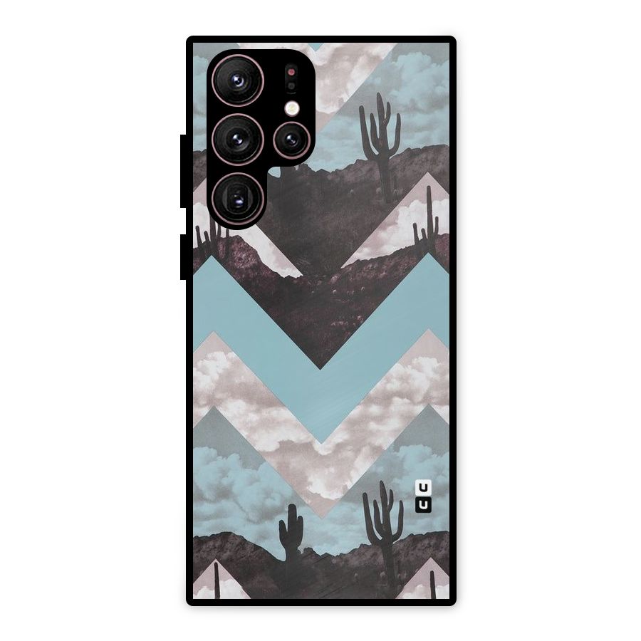 Cacutus Zig Zag Pattern Metal Back Case for Galaxy S22 Ultra 5G