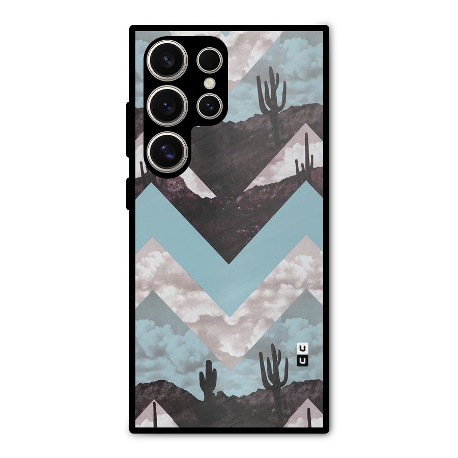 Cacutus Zig Zag Pattern Metal Back Case for Galaxy S24 Ultra