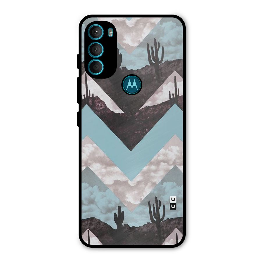 Cacutus Zig Zag Pattern Metal Back Case for Moto G71 5G
