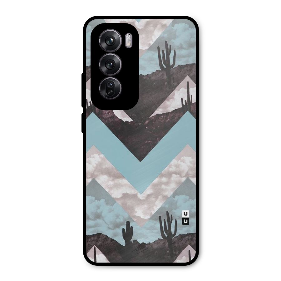 Cacutus Zig Zag Pattern Metal Back Case for Oppo Reno12 Pro