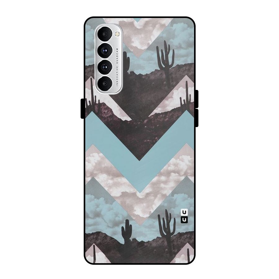 Cacutus Zig Zag Pattern Metal Back Case for Oppo Reno4 Pro