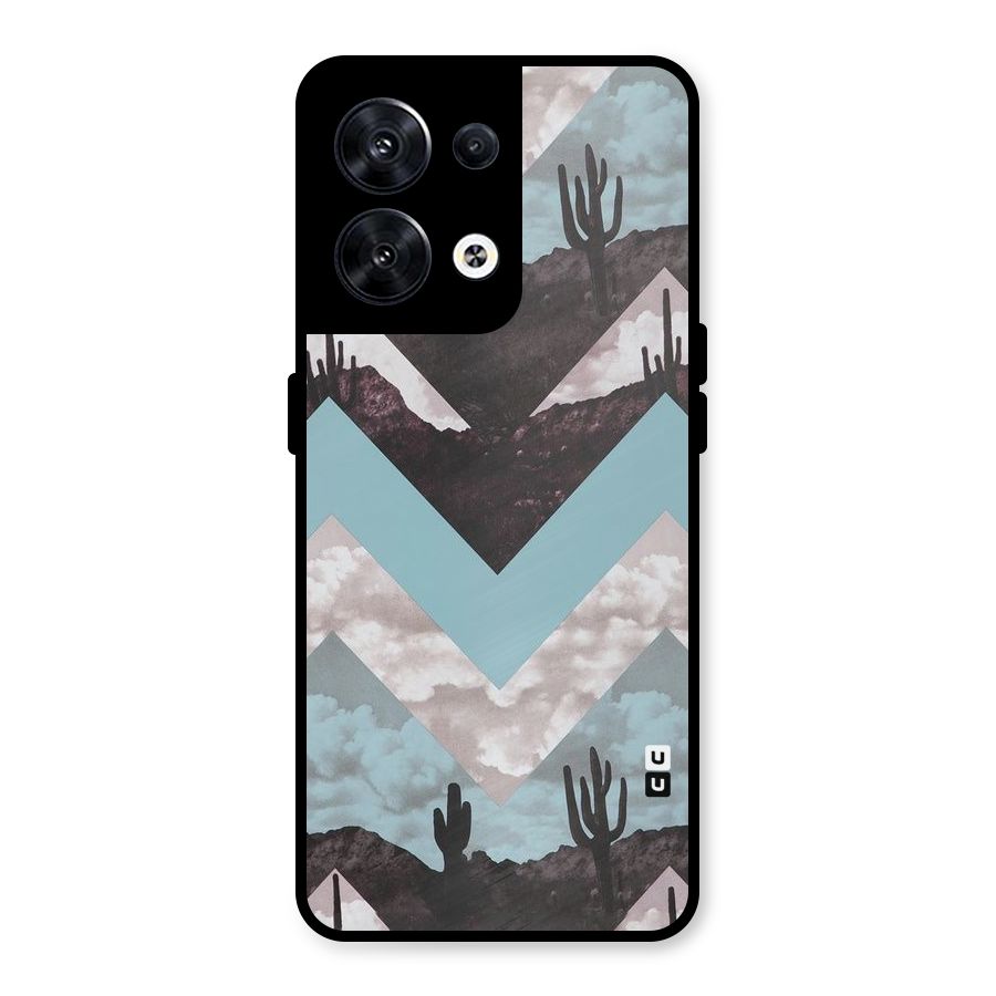 Cacutus Zig Zag Pattern Metal Back Case for Oppo Reno8 5G