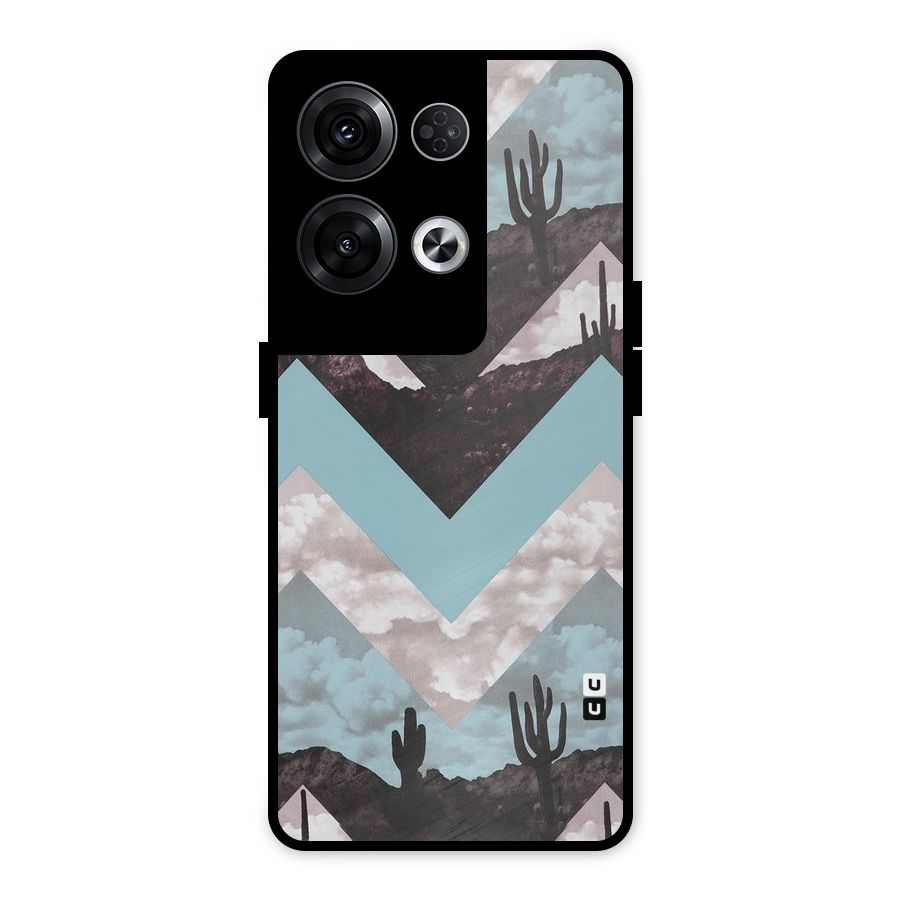 Cacutus Zig Zag Pattern Metal Back Case for Oppo Reno8 Pro 5G