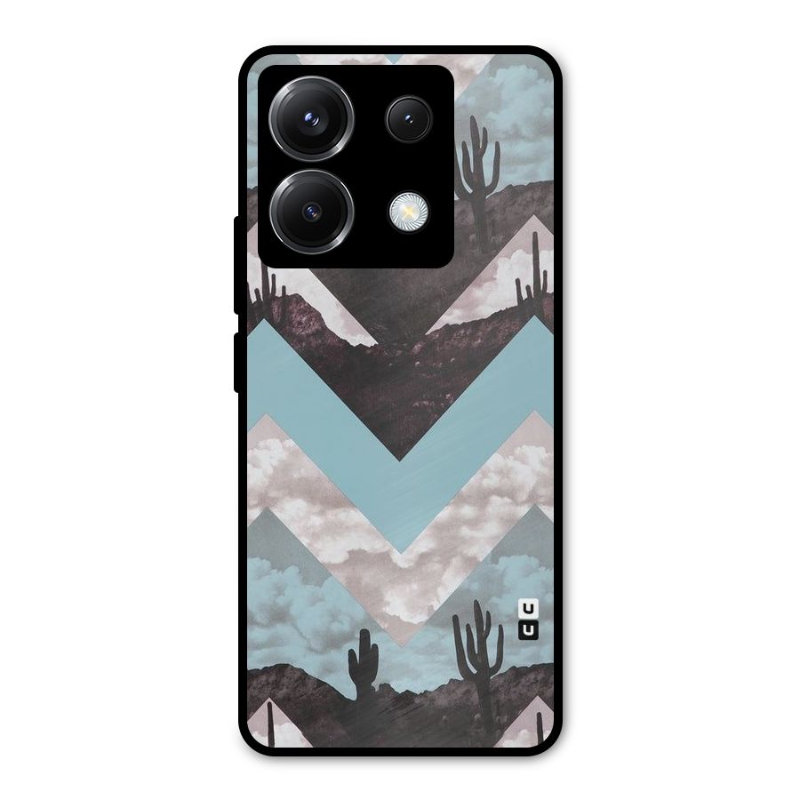 Cacutus Zig Zag Pattern Metal Back Case for Poco X6