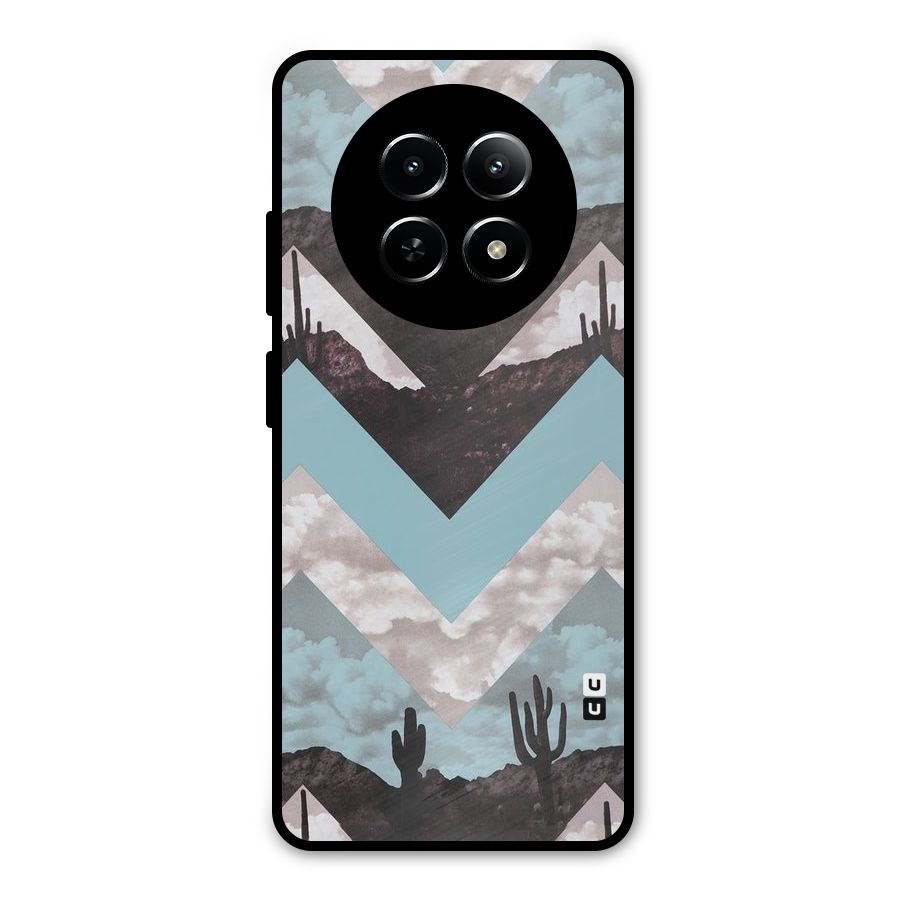 Cacutus Zig Zag Pattern Metal Back Case for Realme Narzo 70x 5G