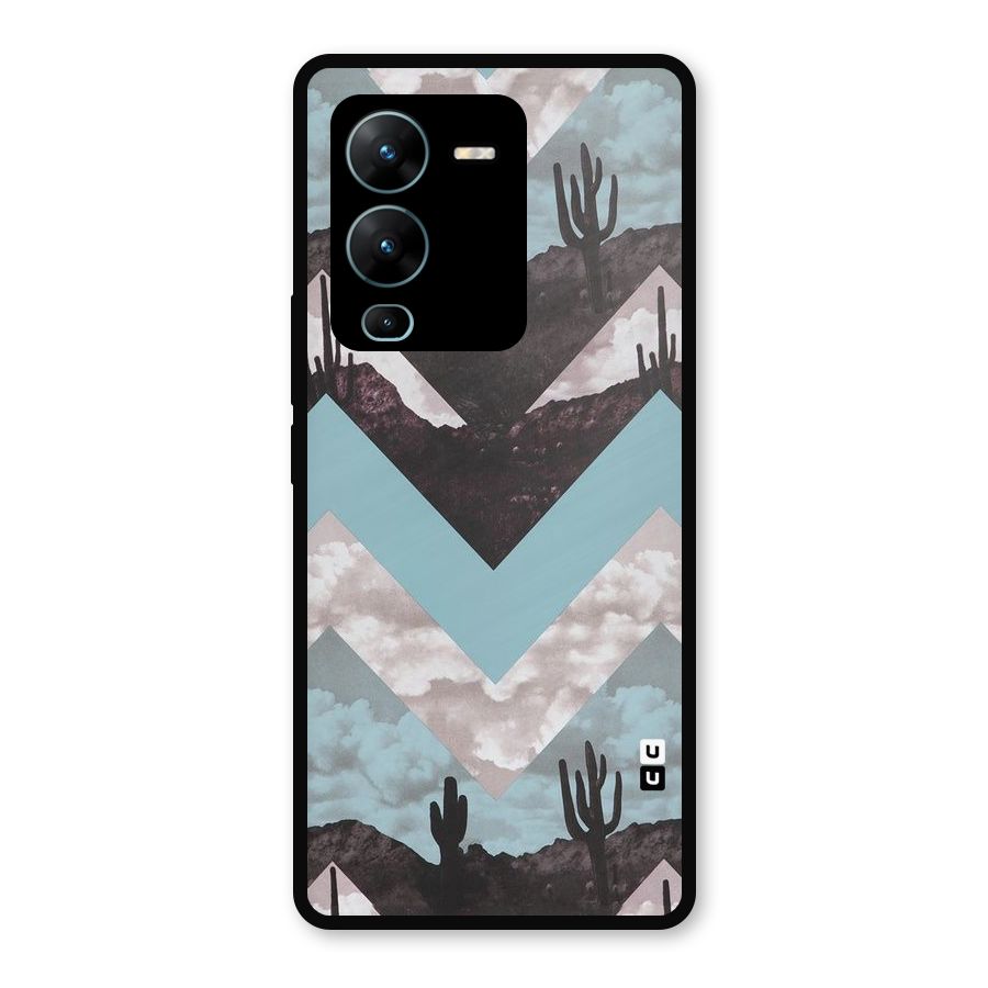 Cacutus Zig Zag Pattern Metal Back Case for Vivo V25 Pro