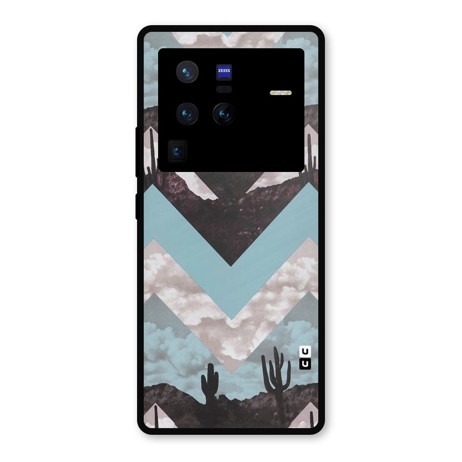 Cacutus Zig Zag Pattern Metal Back Case for Vivo X80 Pro