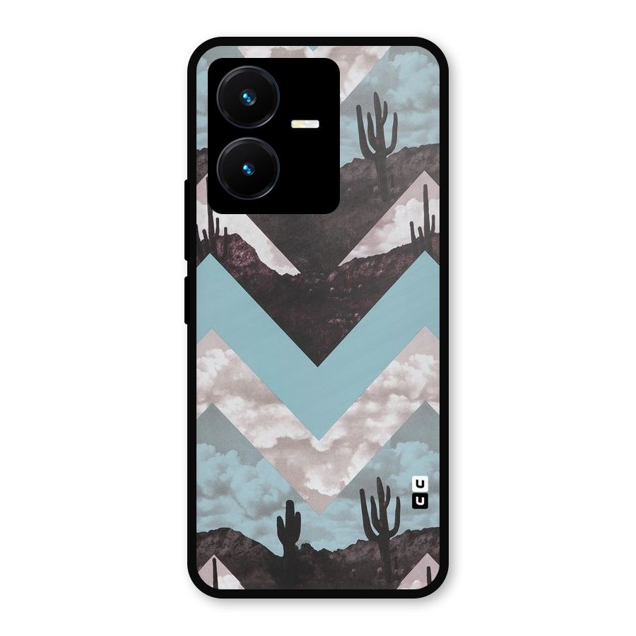 Cacutus Zig Zag Pattern Metal Back Case for Vivo Y22s
