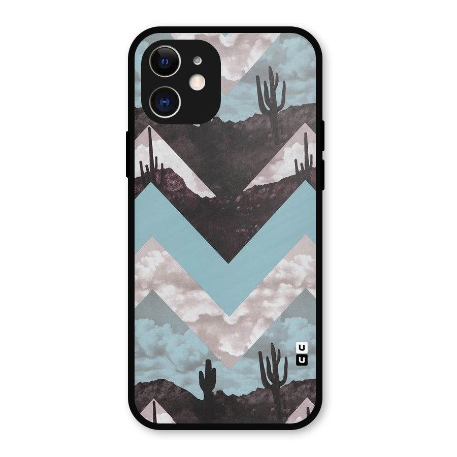 Cacutus Zig Zag Pattern Metal Back Case for iPhone 12