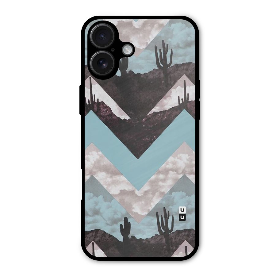 Cacutus Zig Zag Pattern Metal Back Case for iPhone 16 Plus