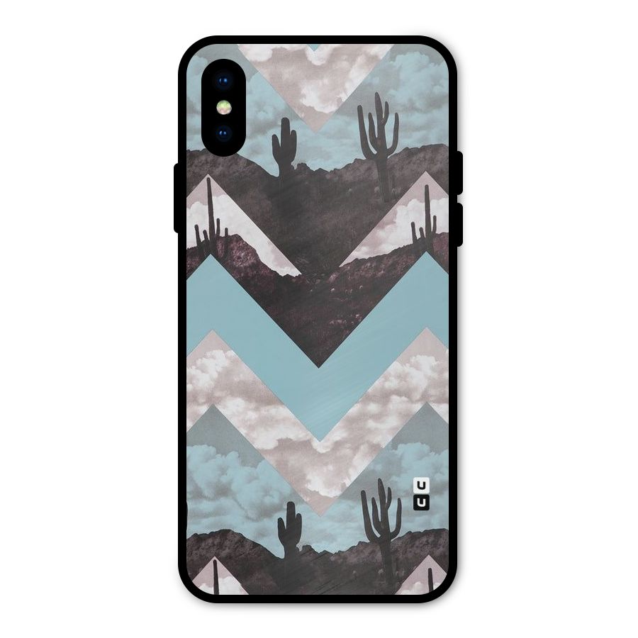 Cacutus Zig Zag Pattern Metal Back Case for iPhone XS