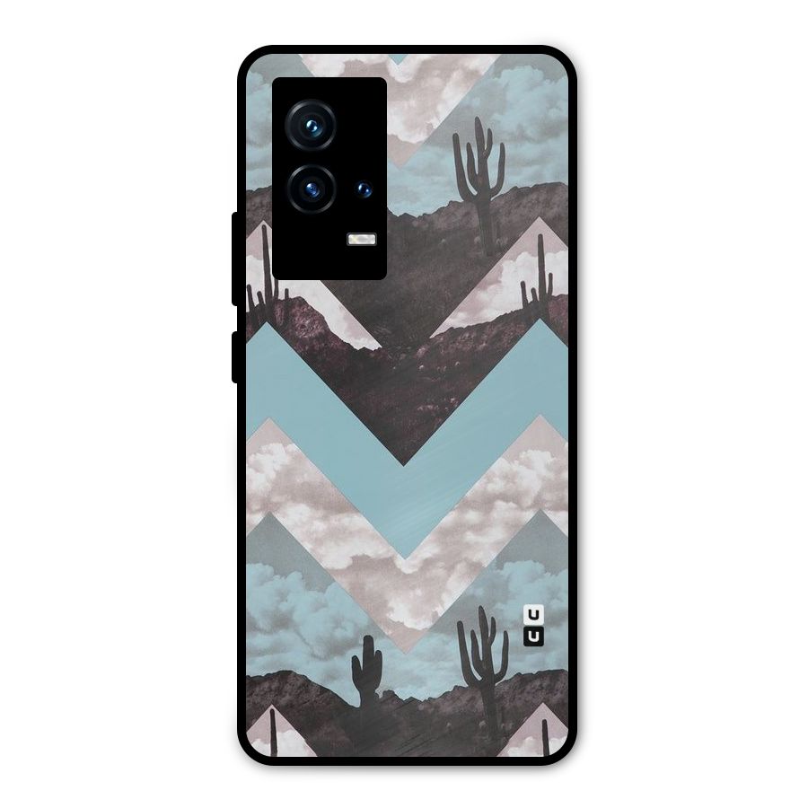 Cacutus Zig Zag Pattern Metal Back Case for iQOO 9 5G