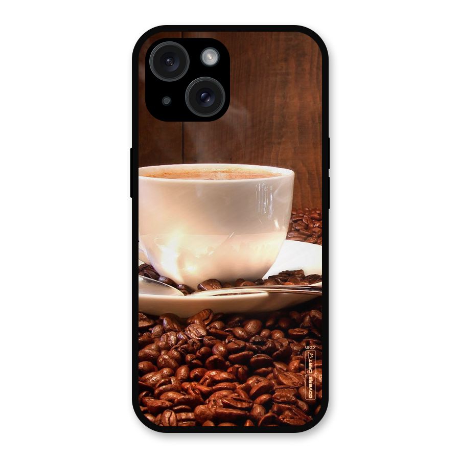 Caffeine Beans Metal Back Case for iPhone 15